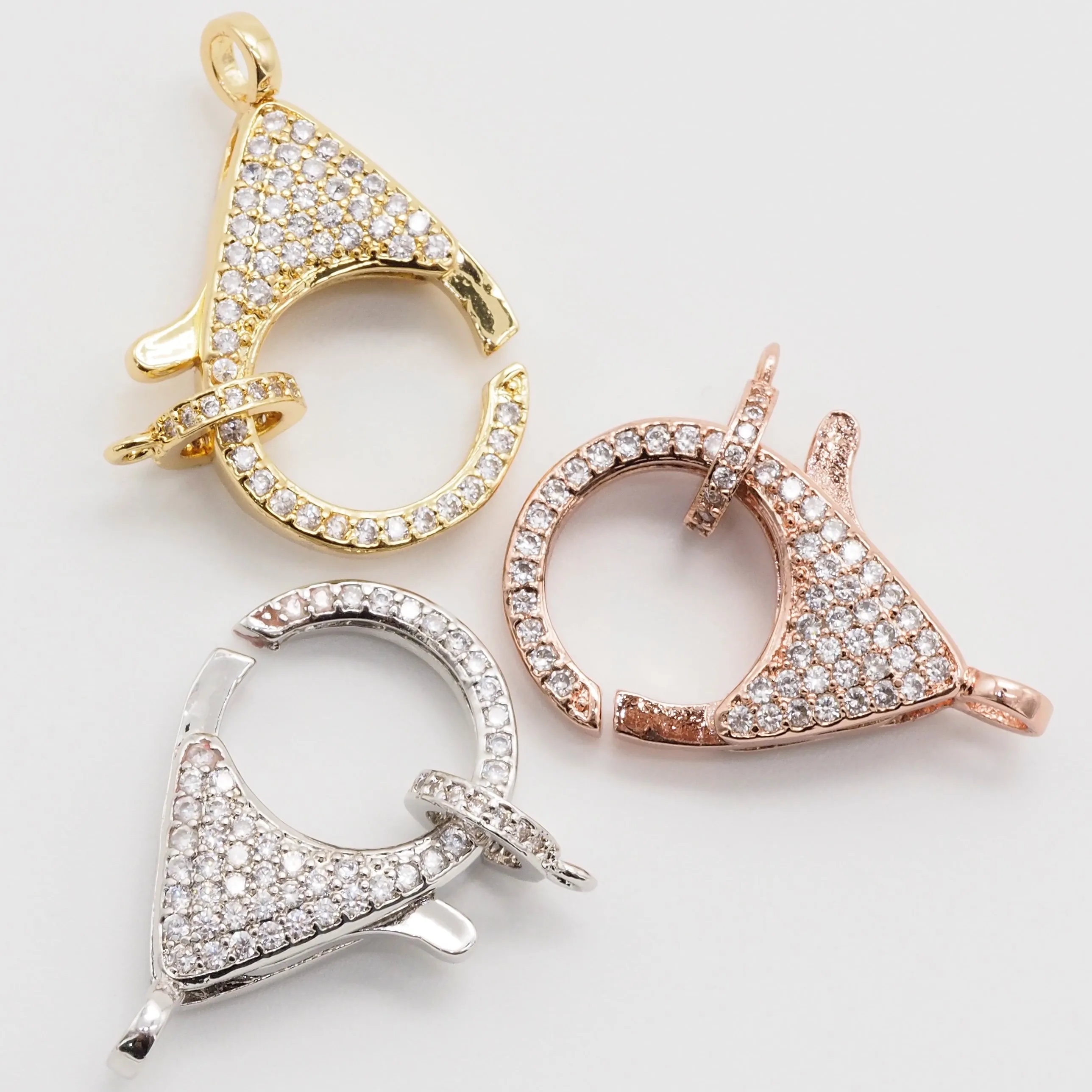 

Hot sale wholesale newest style gold plated pave diamond lobster clasp, Platinum ,gold, rose gold, black