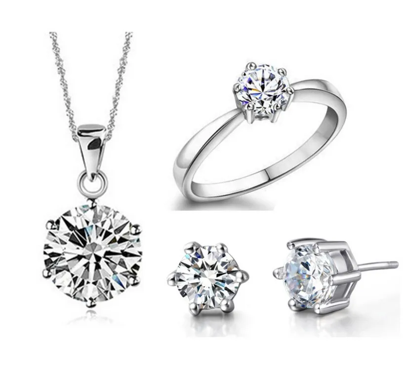 

women wedding jewellery set plating 925 silver designs best selling Hainon wholesale fashion dubai jewelry set, Silver color
