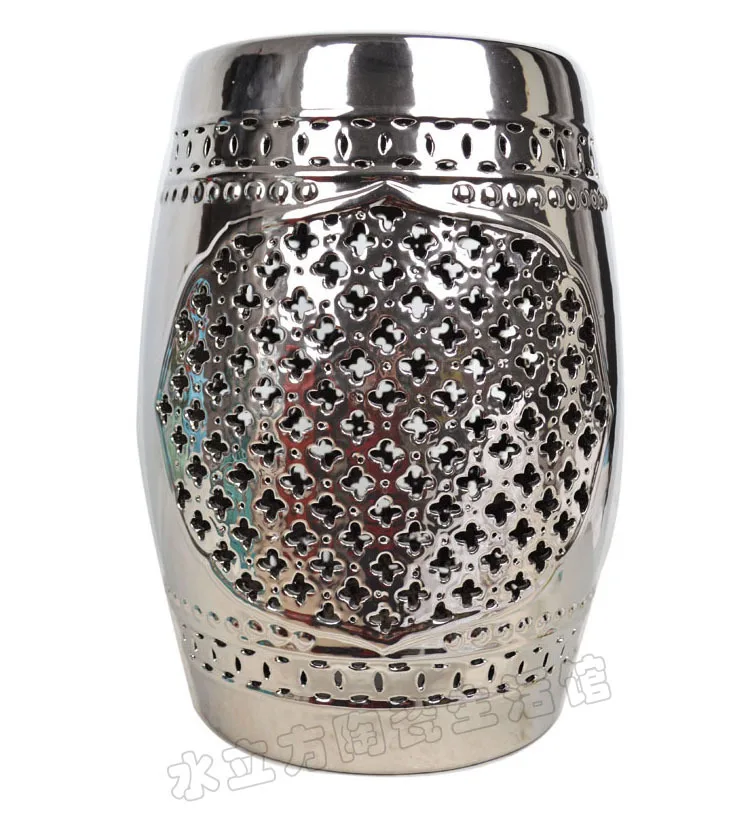 Buy Elegant Silver Chinese Lattice Ceramic Stool Home Decoration