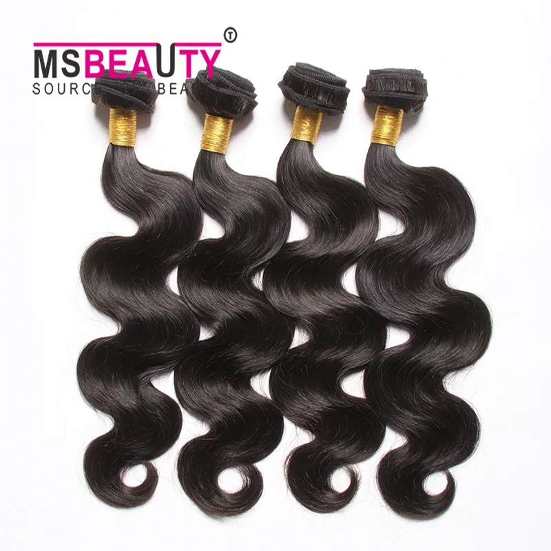 

Msbeauty 100% Human Hair Extension Virgin Human Hair Hot Selling Body Wave Malaysian Unprocessed Natural Remy Hair Bundles