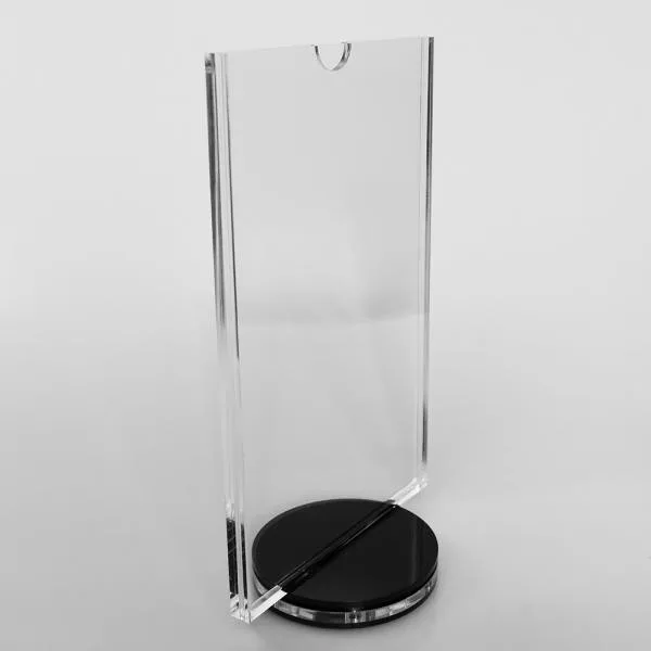 T Shape Clear Acrylic Rotating Sign Holder Menu Holder With Round Base