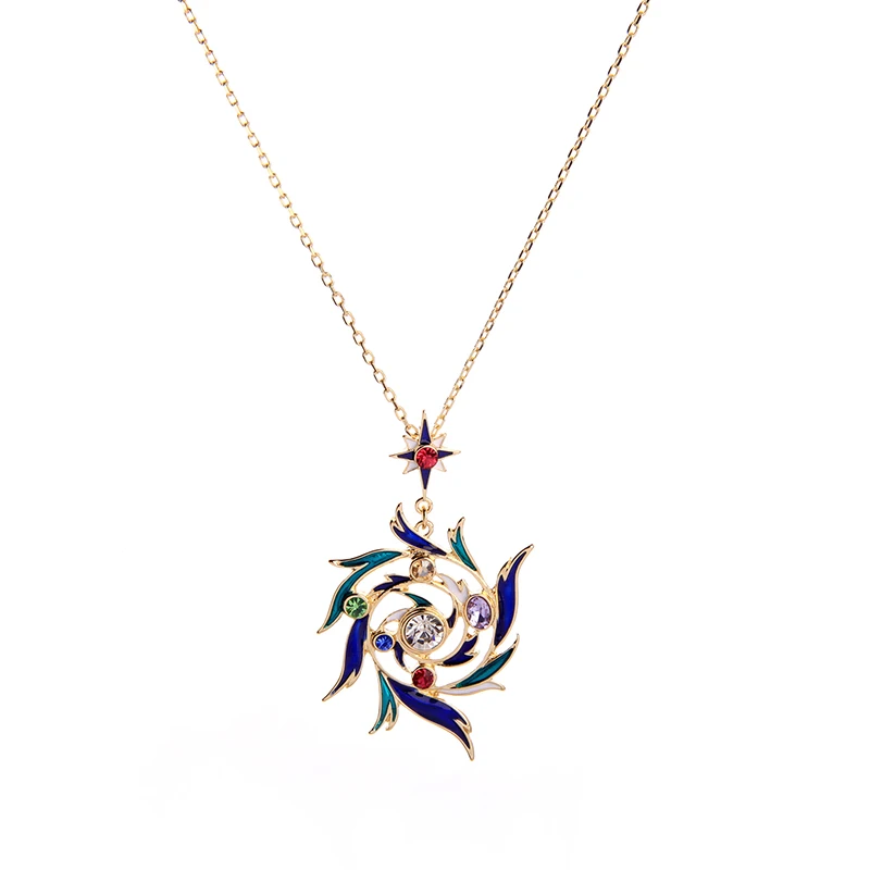 

xl01900d Handmade Enmael Sun Flame Large Pendant Necklace Accessories, Gold