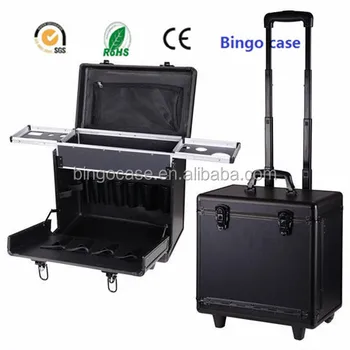 Aluminum Hair Stylist Make Up Organizer Train Case With Appliance