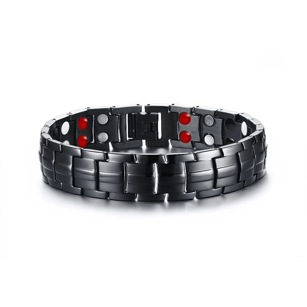 

Taimei Wholesale 15mm stainless steel double row magnet bracelet black men's bracelet Magnetic bracelet