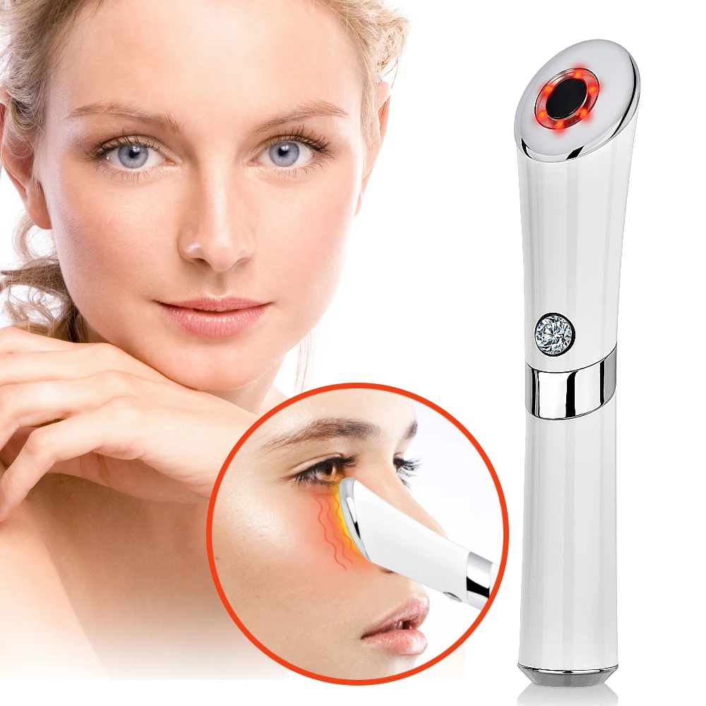 

Facial Massage Eye Massager Pen Device Electric Eye Massage Magic Vibrating Facial Relax Anti Aging Pen Skin Health Care Tool, White
