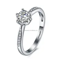 

Fashion 18k White Gold Plated Four Claw Crystal Couple 18k RGP Zircon Diamond Ring