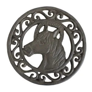 Round Shaped Horse Decorative Metal Trivets And Mats