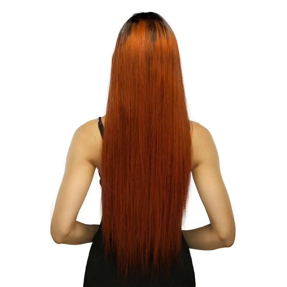 

Sexy Lady Ombre 1B/ 350 Golden Blonde Orange Color Brazilian Straight Virgin Human Hair 3 Bundles With Middle Part Lace Closure