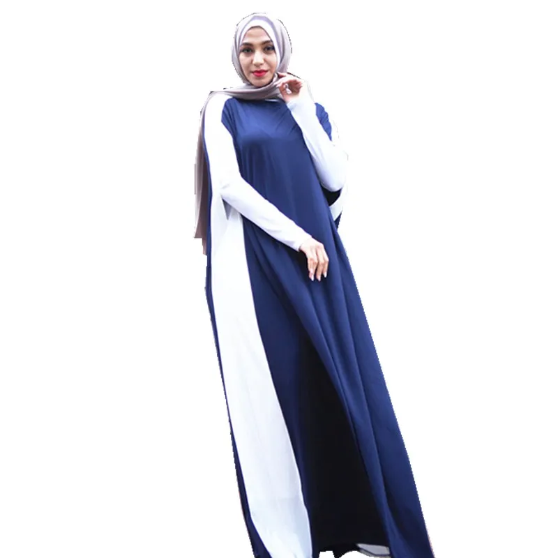 

New Arrival soft jessery high quality plain maxi islamic clothing women dress, Navy