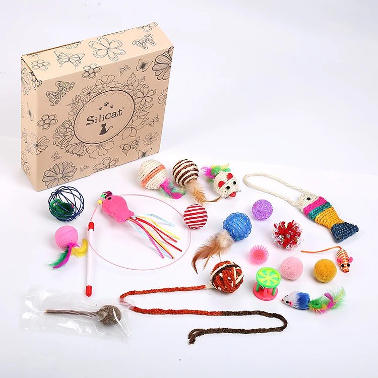 

Pet Cat 20 Pcs kitten Toys Sets Interactive Bells Toys Funny Gift For Cats, As picture