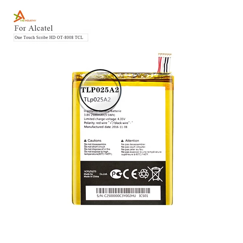 

TLp025A2 Batteries For ALCATEL one touch OT-8008D scribe HD OT8000 8000D 6043D TCL S960T Y900 Y710 akku 2500mAh
