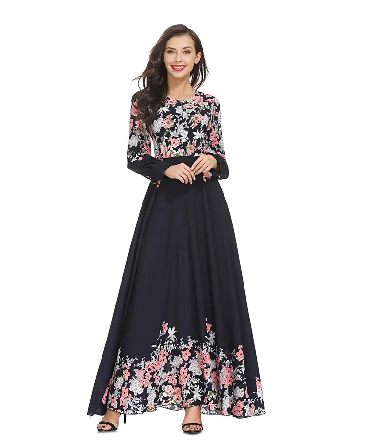 

long sleeves floral islamic muslim dress dubai
