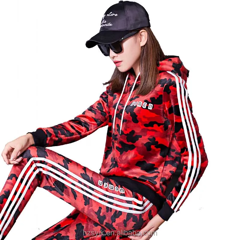 

Custom fancy printing long sleeve camouflage gym hoodie tracksuit for women/men blank design OEM ODM