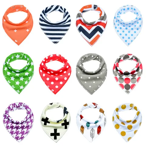 

Newborn children's products baby saliva towel triangle towel cotton snap baby bib Europe and America ins explosion models