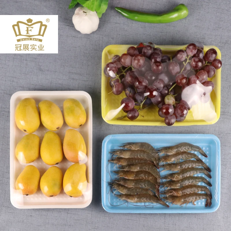 
26.2*17.8*2.3cm Eco-Friendly Disposable foam tray food grade foam party plate for fruit meat BBQ etc supermarket packing 
