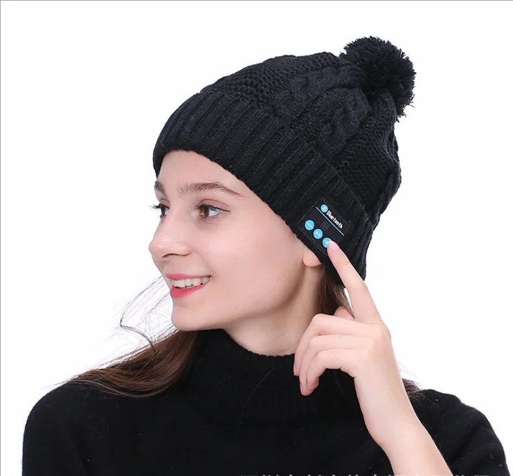 

2019 Ebay Hot Sale Winter Wireless Beanie Hat with Headphone for lady women, Blue;pink;black;brown;grey;etc