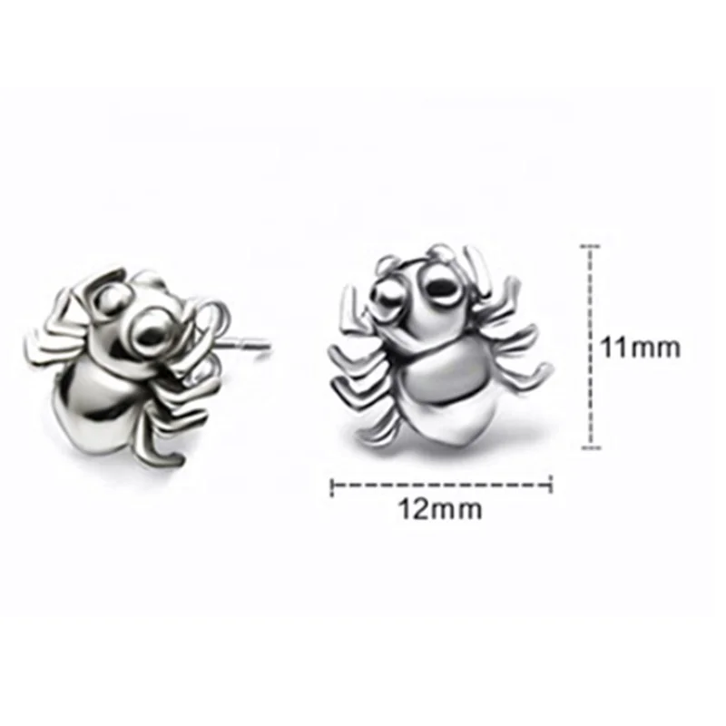 

Men an Women Unisex Animal Spider Double Punk Stub Earrings, Silver