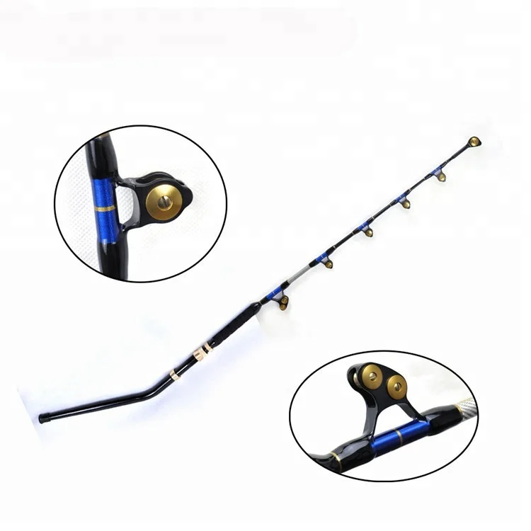 

Big game rod fishing trolling rod 130lbs e-glass with bent butts Pacific Bay roller guide boat fishing rod, Customized