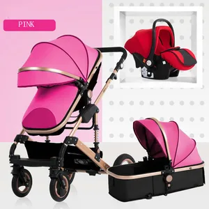 Image of high landscape strollers can sit reclining newborn four-wheeled baby stroller 0-3 years old