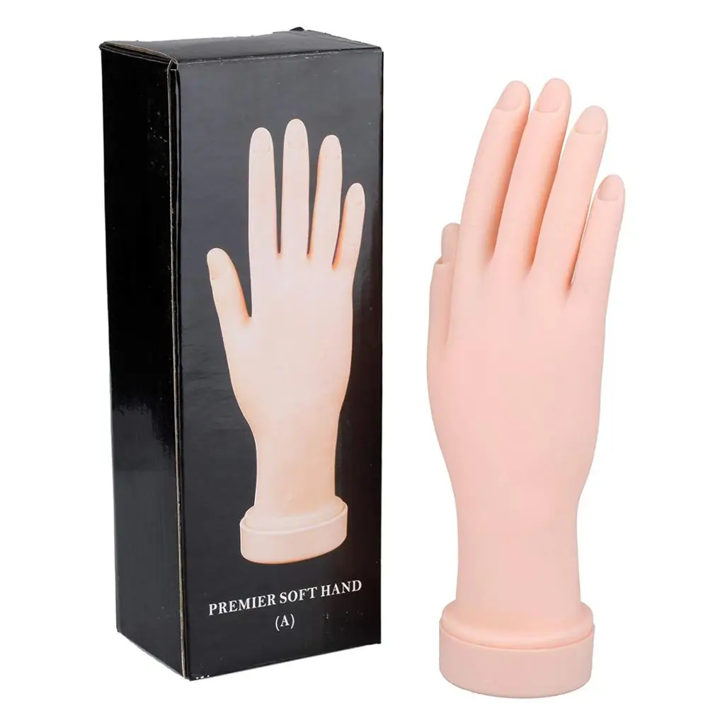 

Flexible Soft Plastic Flectional Mannequin Model Painting Practice Tool Nail Art Hand for Training Nail Salon 110188, Skin
