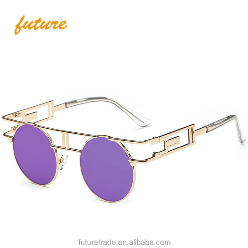 

Vintage Sun glasses 2019 Retro Gothic Steampunk Mirror Glasses Sunglasses Round Circle Men Women UV gafas de sol, Grey sliver brown purple colors