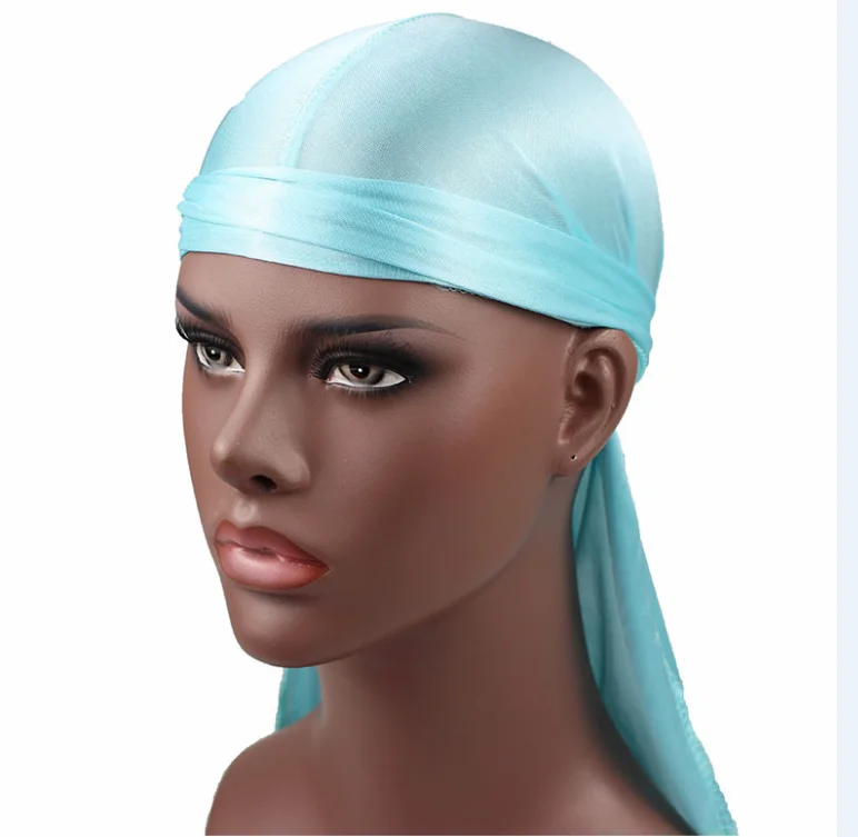 New Fashion Men's Satin Durags Bandanna Turban Wigs Men Silky Durag ...