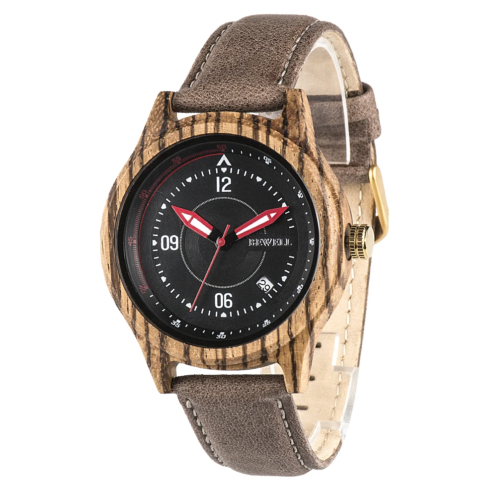 

Newest watches fashion wrist men custom wood leather watch