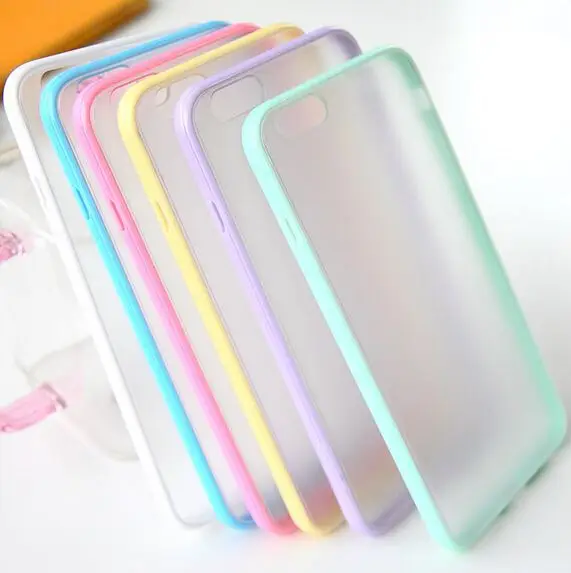 

For 7 8 x xs Capa Slim Thin Candy Transparent Clear Hybrid Matte Phone Cases For Apple iphone 6 6S 4.7 inch TPU+PC Hard Cover