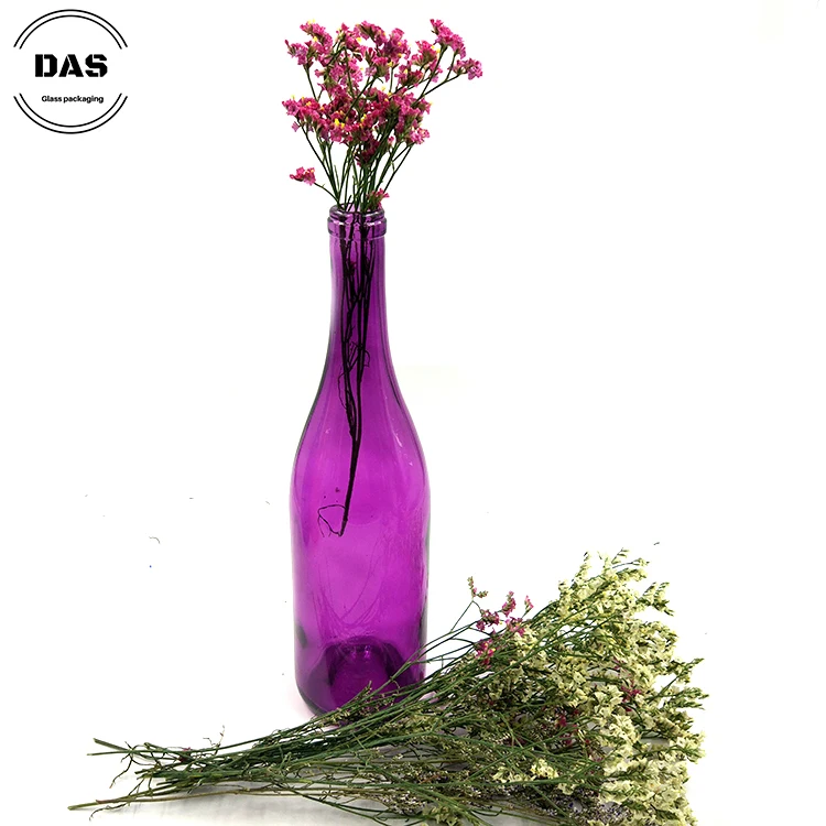 Home Decor 750ml Purple Glass Wine Bottle With Cork Finish Buy Wine