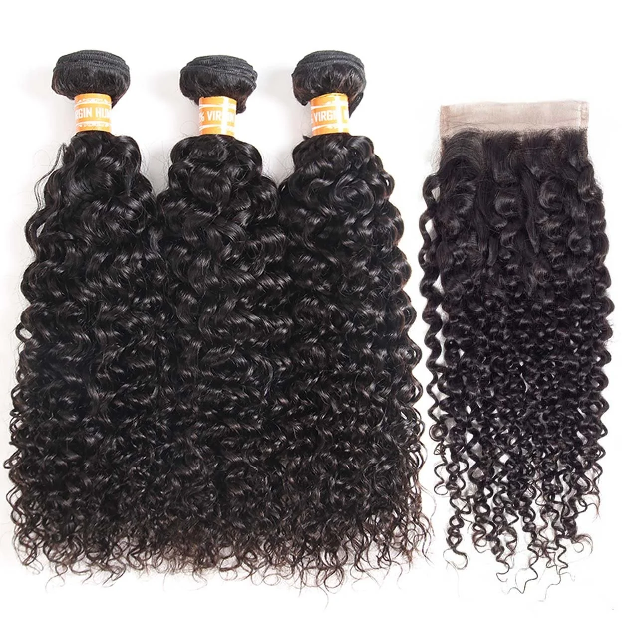 

Mongolian afro kinky curly bundles with closure,1B natural color human hair weave,10a remy Hair extensions