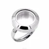 MECYLIFE Glass Screw Ring Stainless Steel Floating Locket Ring