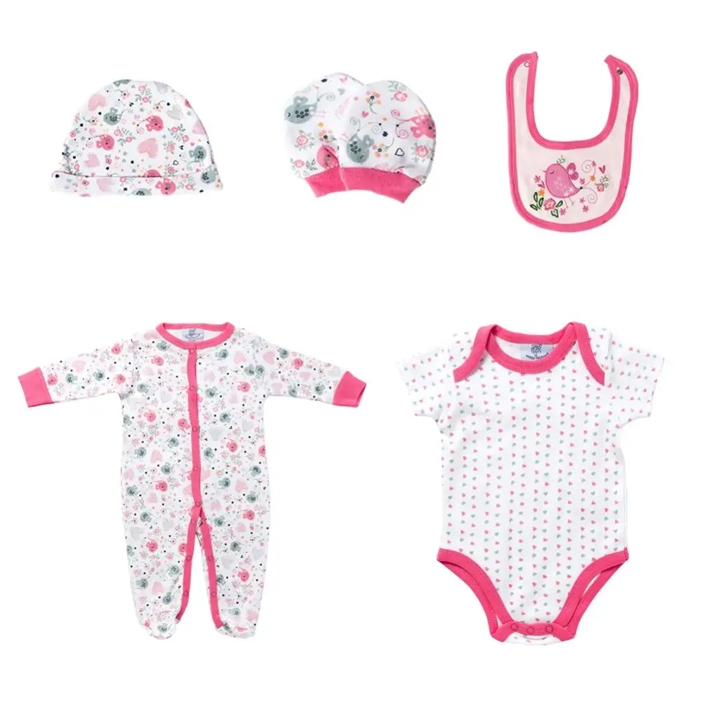 

fabulous cartoon design durable baby discovery newborn 5pcs romper clothing set, Red