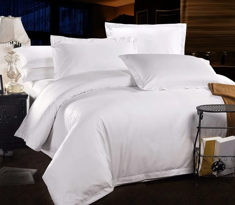 100 Cotton 60s 300tc Satin White Hotel Bedding Set Linens Duvet Cover