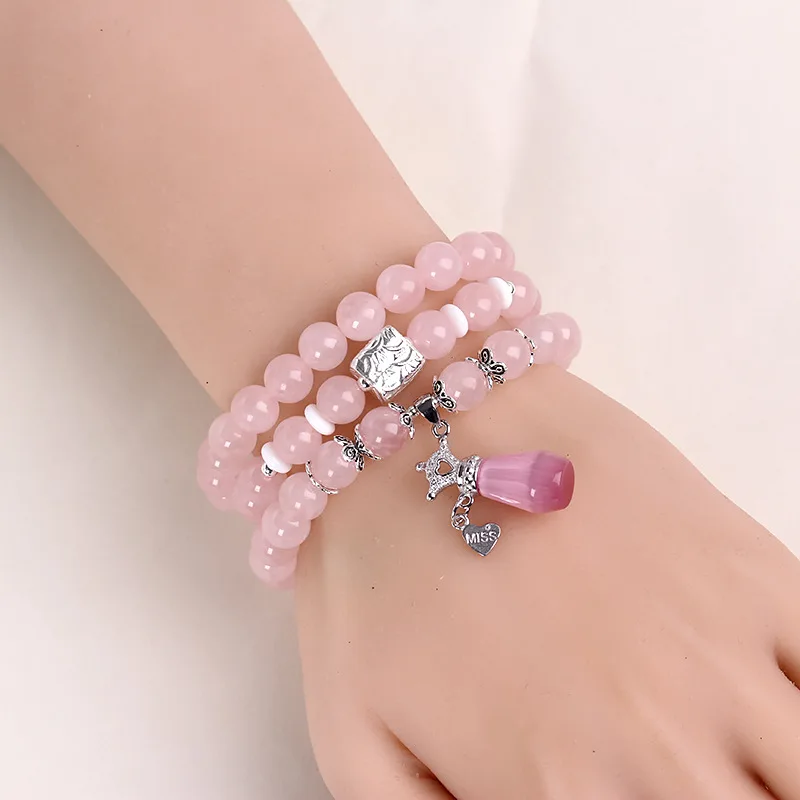 Wholesale Pink Crystal 925 Silver Bead Perfume Bracelet With Schmuck