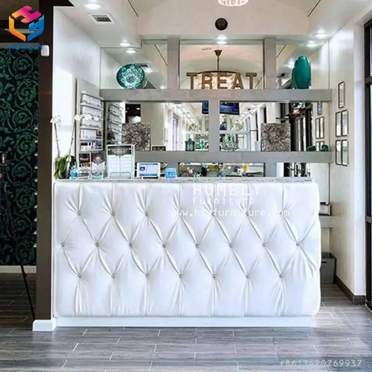 Baroque Grey Tufted Reception Desk