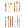 Wholesale 2019 Hot Selling Biodegradable Camping Bamboo fork,spoon,chopsticks,knife,straw bamboo cutlery set reusable
