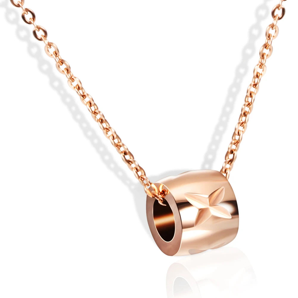 Bijoux Femme Rose Gold Stainless Steel Statement Necklace Women Round Pendant Necklace Luxury Jewelry Top Quality