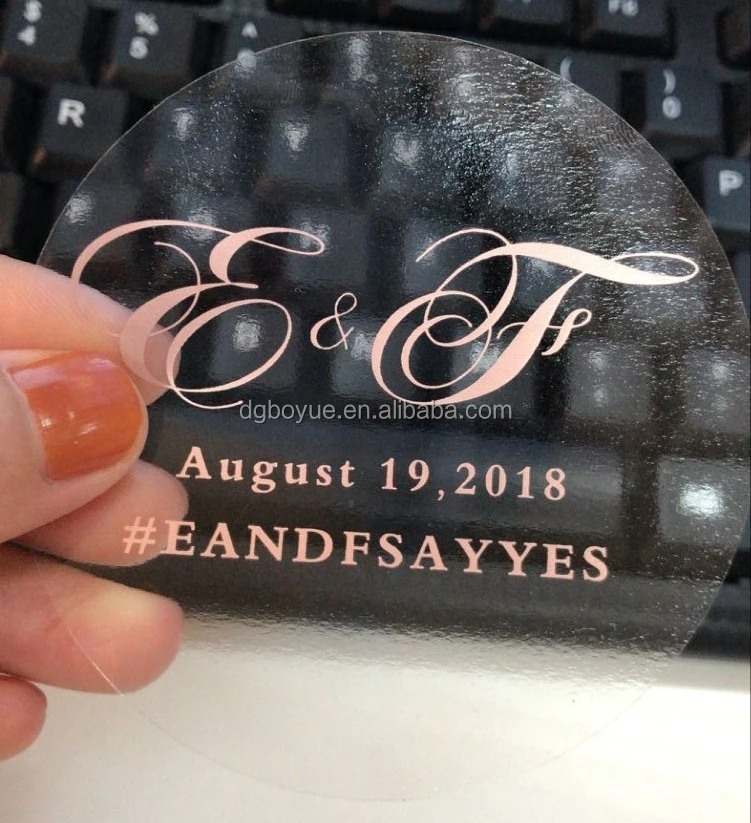 customized vinyl clear label printing rose gold foil hot