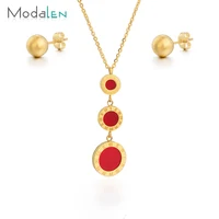 

Modalen 2019 14k Gold Fasion Romania Costume Jewellery Woman Jewelry Set