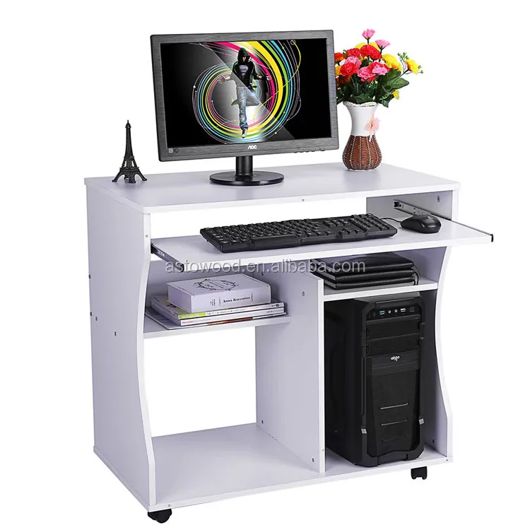 New Design Curved Easy Move Wire Access Computer Desk Trolley