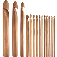 

15 Pcs Wooden Bamboo Knitting Needle Crochet Hooks Set For Craft Knitting