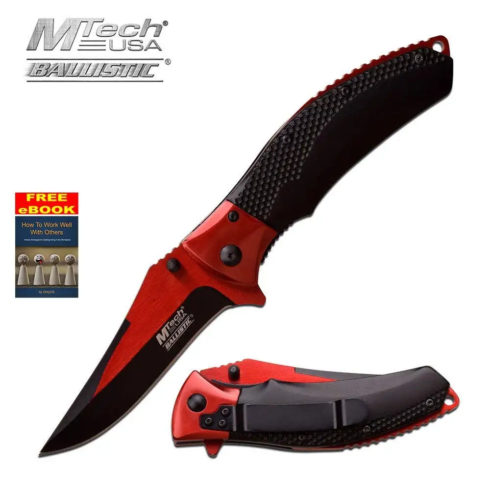 Red Mtech Ballistic Series Spring Assist Assisted Knife Knives #A899RD + free eBook by OnlyUS