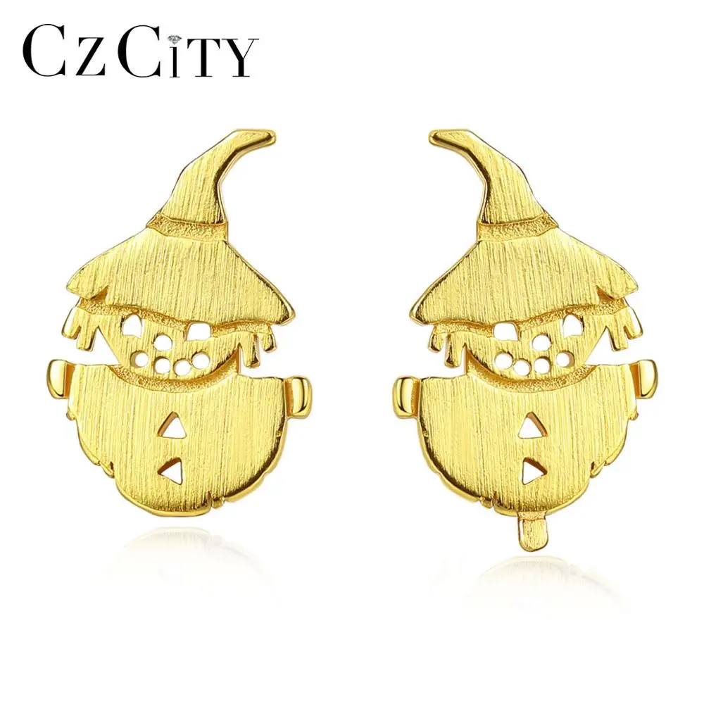 CZCITY  Snow Man Christmas Earrings Simple Style Cute Cartoon Stud Earring for Girls Trendy Earrings