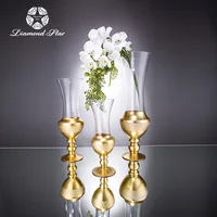 

hot sell set of 3 decorative stemmed wedding mercury gold pedestal wholesale champagne glass vase