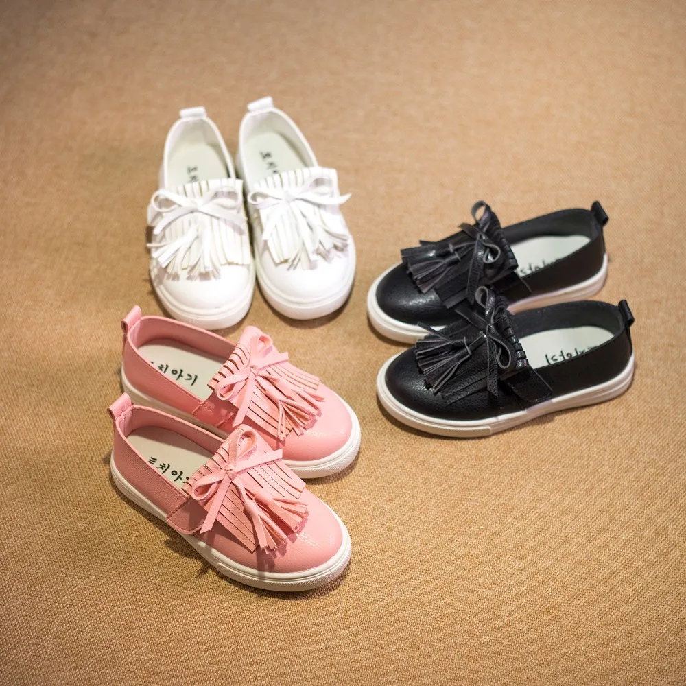 2016 New For Children Kid Fashion Shoes Comfort Flats Shoes Fringe Antislip Sneakers Leather For Boys