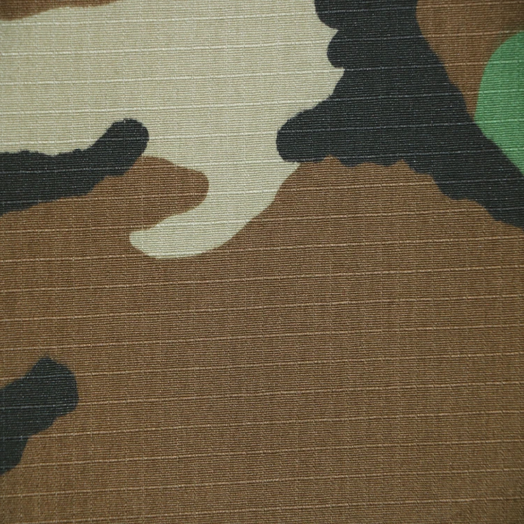 T/C Ripstop Fabric Uniform Military used Woodland camouflage fabric 