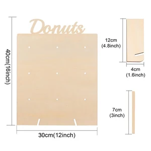 Image of Wooden Donut Doughnut wall holder display stand, food tray, dessert table shelf, party decoration