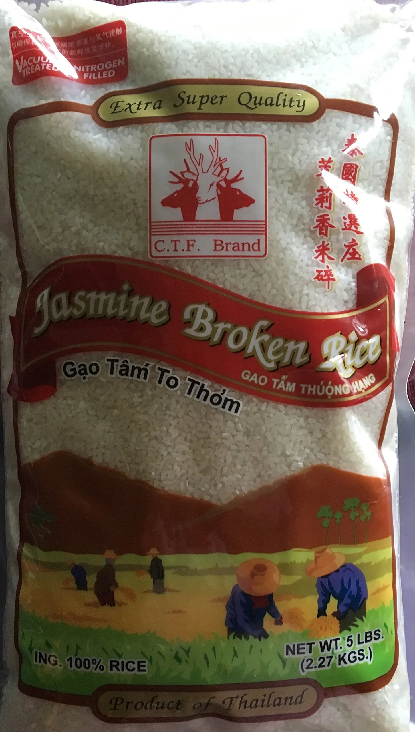 Large Broken Jasmine Rice Find Get Quotations Ctf Jasmine Broken Rice Extra Super Quality 5 Pound Bag