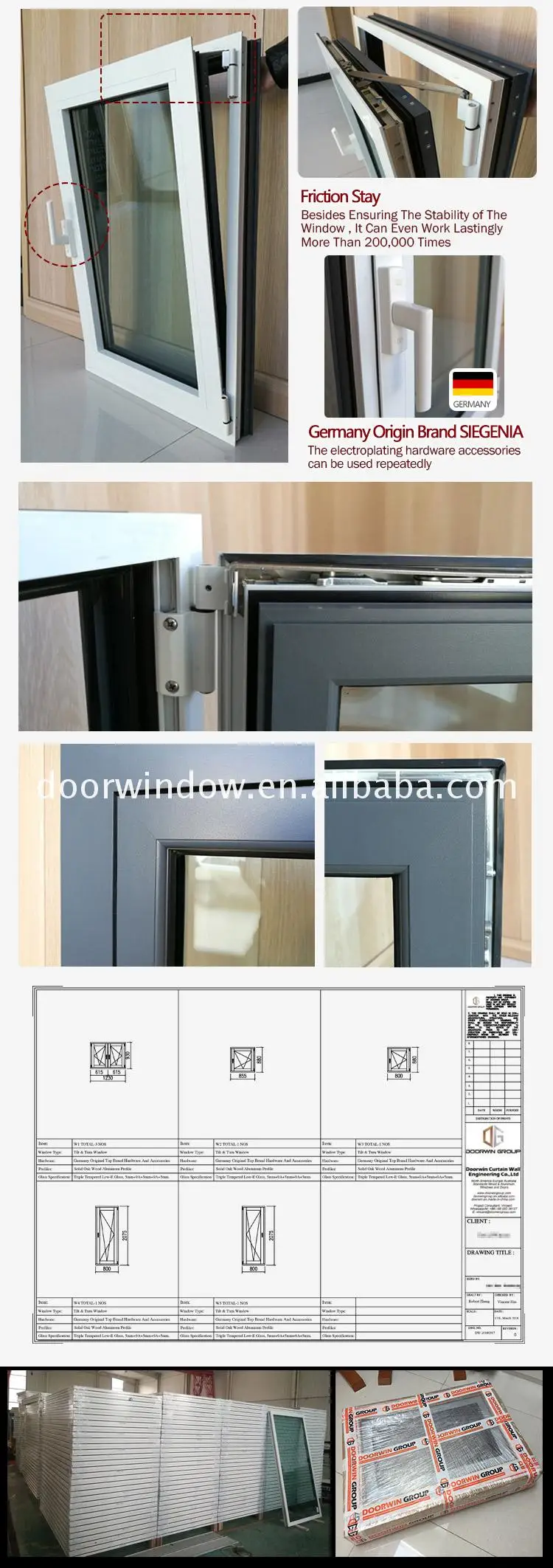 Hot new products casement window and Door made by factory swing open windows outswing with thermal break profile