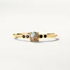 African minimal jewelry 925 Sterling silver thin band gold labradorite ring